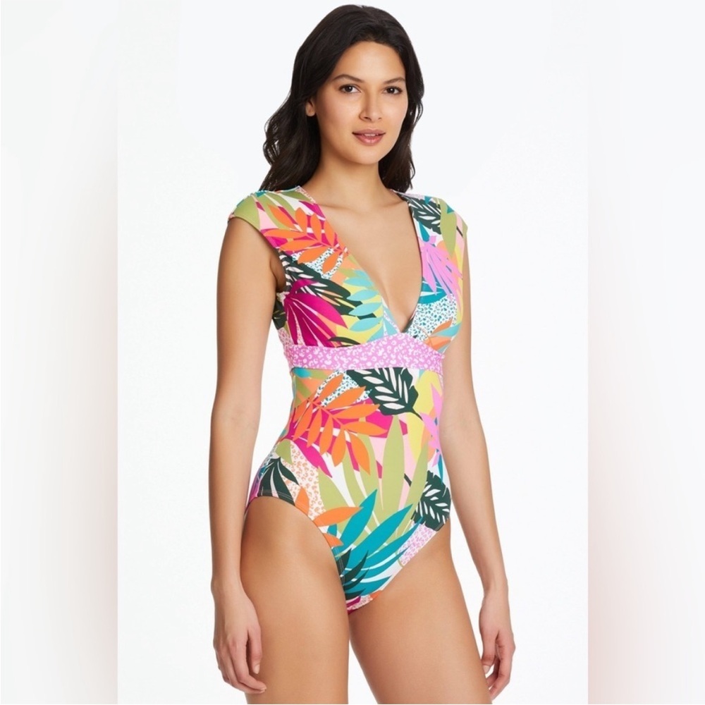Bleu Rod Beattie Wild at Heart Cap Sleeve One Piece Swimsuit Size 8 - Picture 2 of 10